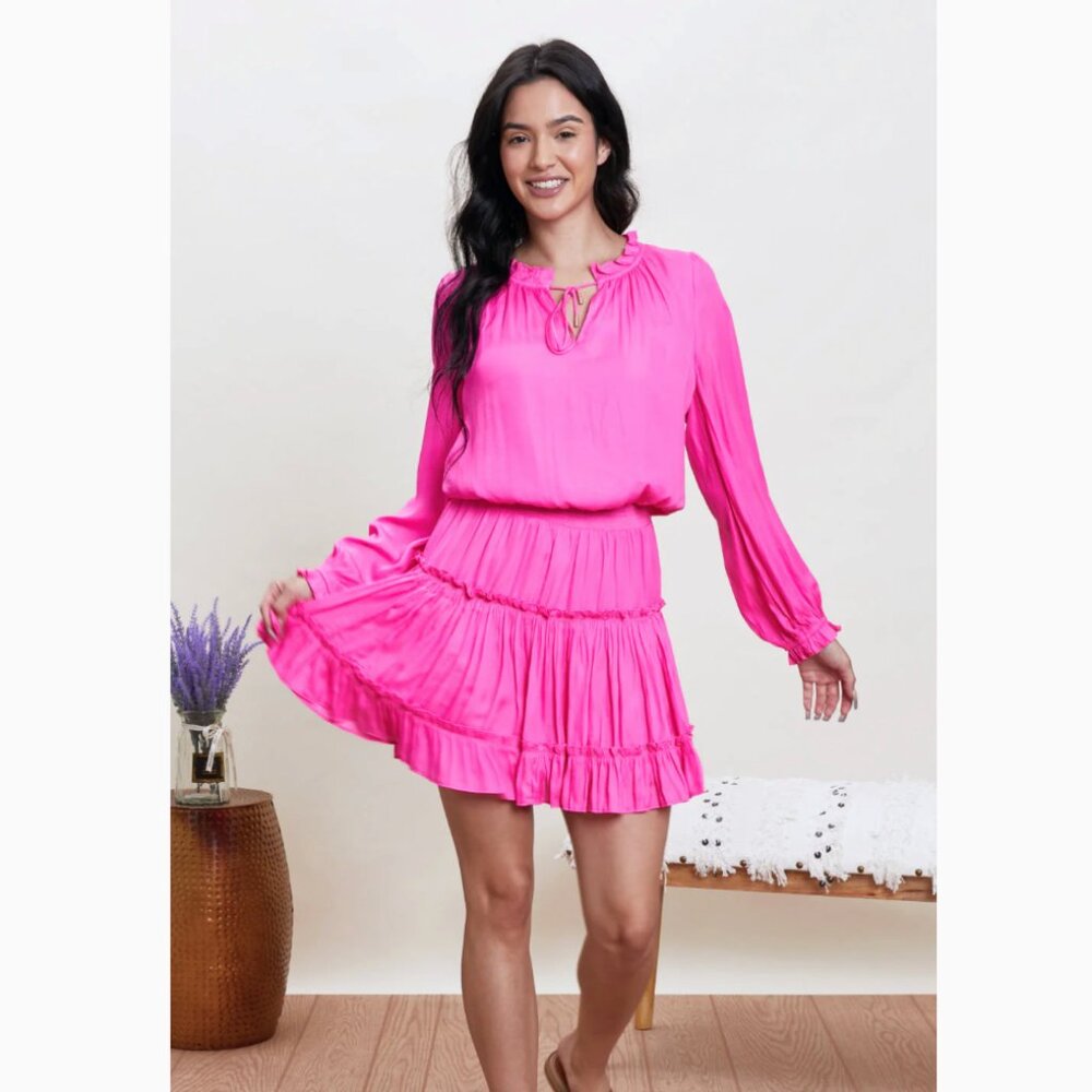 New Pink Tiered Mini Dress - Skies are blue
